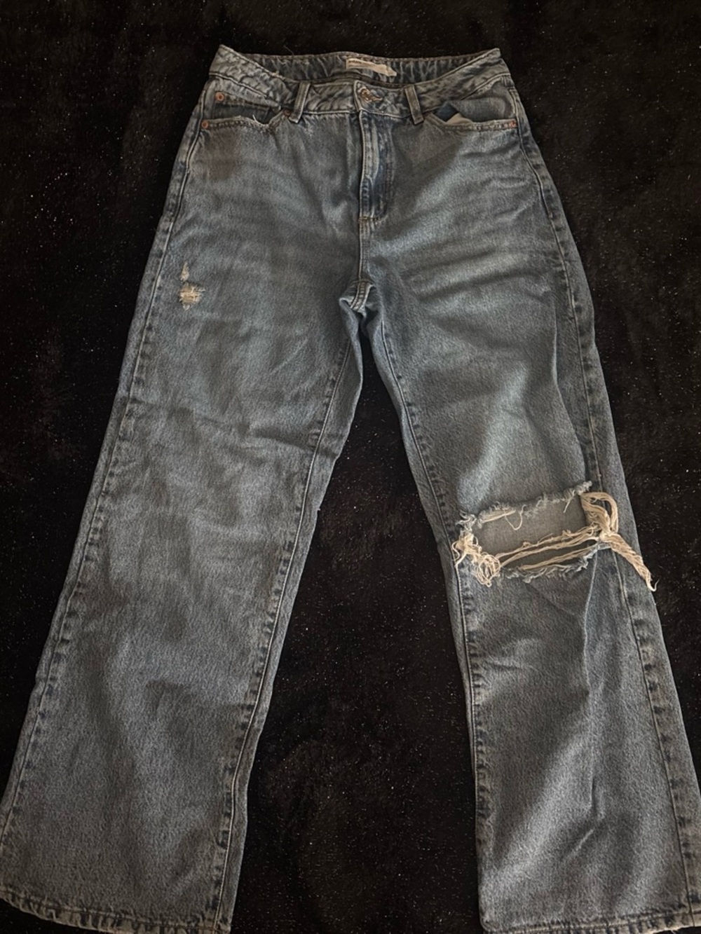 Garage Women's Straight Leg Distressed Blue Jeans